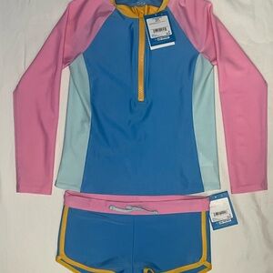 DSG Kids Swim Rashguard Set - Blue, Pink, and Yellow